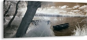 Tablou cu barca pe lac (120x50 cm)