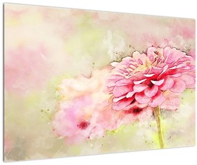 Tablou - Floare roz, aquarel (90x60 cm)