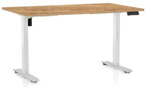Masă înălțime reglabilă OfficeTech B, 120 x 80 cm, picioare albe, stejar auriu