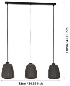 Lustră pe cablu Eglo 43962 BARLASTON 3xE27/40W/230V