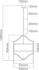 Lustră pe tijă STESSO, 4xE27/15W/230V, Ø 55 cm, alamă/alb - Open Design OR80933