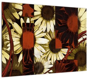 Tablou pe sticlă cu flori (70x50 cm)