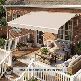 Outsunny Material de Înlocuire pentru Cort Retractabil, Poliester UV 50+, 3.5x2.5 m, Crem, pentru Balcon, Terasă, Grădină, 337x250 cm | Aosom Romania