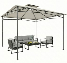 Outsunny Pavilion 3x3 m rezistent la apă Stabil Rezistent la iarnă Pavilion de grădină cu cadru superior retractabil Dublu acoperiș Alb-crem | Aosom Romania