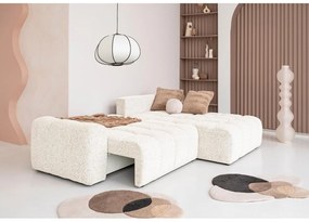 Colțar modular crem extensibil/cu spațiu de depozitare (cu colț pe partea dreaptă) Lulu – Miuform
