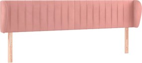 vidaXL Tăblie de pat cu aripioare roz 163x23x78/88 cm catifea