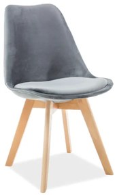 Scaun de masa catifea Gri / Fag, DIOR VELVET