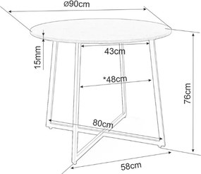 OFERTA Masa rotunda de dining LUNA 90 cm, maro rustic II. calitate