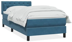 vidaXL Pat box spring cu saltea, albastru închis, 80x220 cm, catifea