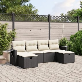 3263852 vidaXL Set mobilier de grădină cu perne, 6 piese, negru, poliratan