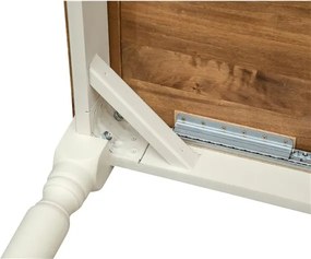 Masa pliabila, L120(240) 120 80 cm, culoare natur alb antic, Lemn masiv