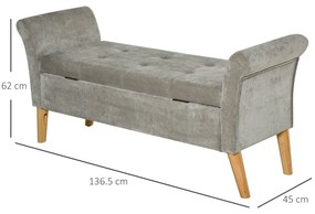 HOMCOM banca de depozitare captusita, Design 2 in 1, 136,5x45x62cm Gri deschis | AOSOM RO