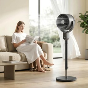 HOMCOM Ventilator pe stativ cu 8 viteze cu Telecomandă, Display LED, Timer 12H, Înălțime reglabilă, Gri | Aosom Romania