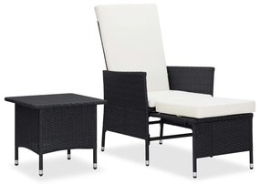 310231 vidaXL Set mobilier de grădină cu perne, 2 piese, negru, poliratan