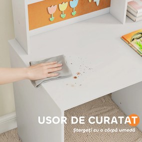 AIYAPLAY Birou pentru copii cu rafturi, dulap, sertar și scaun, alb | Aosom Romania