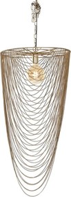 Lustră suspendată din metal, auriu, cu lanțuri, finisaj antichizat, 98 x 46 cm, „Vernon”
