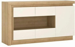 Comoda LEONARDO LYOK02, stejar riviera/alb lucios, PAL melaminat, cu i