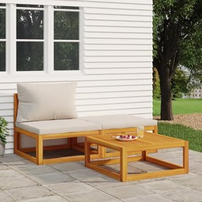 360009 vidaXL Set mobilier de grădină cu perne, 3 piese, lemn masiv acacia