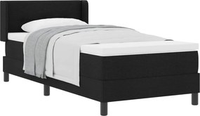 vidaXL Pat cu arcuri cu saltea cu headboard Negru 190 x 90 cm țesătură