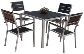 Set de gradina Fargo, pătrat - 4 locuri, negru/gri
