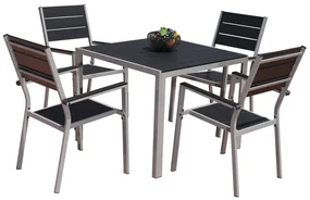 Set de gradina Fargo, pătrat - 4 locuri, negru/gri
