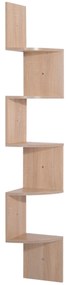 HOMCOM Raft de colț de perete pentru depozitare formă zigzag 20L x 20l x 126H cm 5 niveluri stejar deschis | Aosom Romania