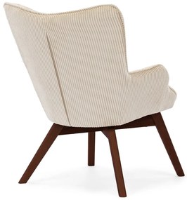 Fotoliu bej cu tapițerie din catifea reiată Niko – Ropez