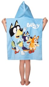 Poncho pentru copii de 3-8 ani, albastru, din bumbac Bluey Skate – Jerry Fabrics
