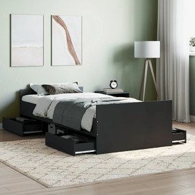 3203811 vidaXL Cadru pat cu tăblii de cap/picioare, negru, 90x190 cm