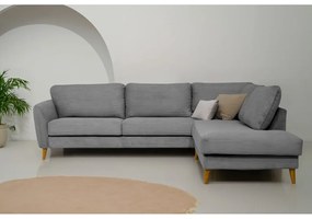 Colțar gri închis cu tapițerie din catifea reiată (cu colț pe partea dreaptă) Paris – Scandic