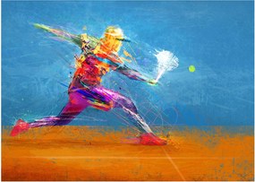 Tablou pe sticlă - Jucător de tenis pictat (70x50 cm)