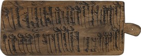 Platou decorativ din lemn reciclat, cu model gravuri antice, „Gratia", 53 x 20 x 1,5 cm