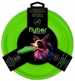 Frisbee pentru caini Flyber 62175, 22 cm, Forma unica, Inofensiv pentru dintii cainilor, Verde