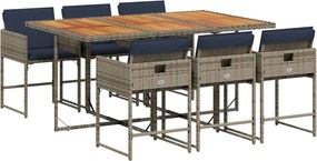 vidaXL Set mobilier de grădină cu perne, 7 piese, gri, poliratan