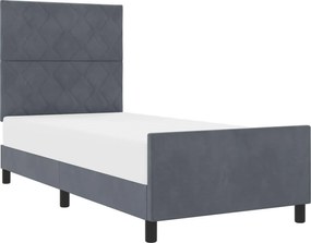 vidaXL Pat cu arcuri cu headboard Gri închis 90 x 190 cm Catifea