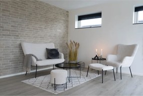 Fotoliu Glasgow, piele artificială de miel, alb cu picioare negre