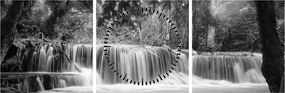 Tablou - Cascada alb-negru și alb (cu ceas) (90x30 cm)