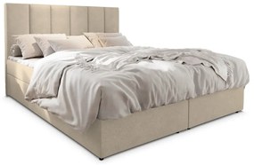Pat tapițat boxspring MERALIS 140x200 cm bej Saltea: Saltea cu arcuri Bonell