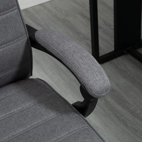Vinsetto Fotoliu de birou pivotant inclinabil în material textil aspect lin, cu brațe înălțime reglabilă, gri | Aosom Romania