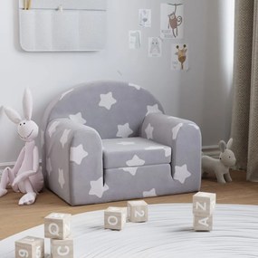 Canapea extensibila de copii, gri deschis cu stele, plus moale