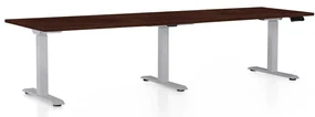 Masă înălțime reglabilă OfficeTech Long, 260 x 80 cm, picioare gri, wenge