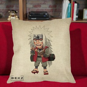 Perna Personalizata Naruto Jiraiya Sensei Chibi, 40x40 cm, Crem, Husa Detasabila, Perna Inclusa, BEKZ®