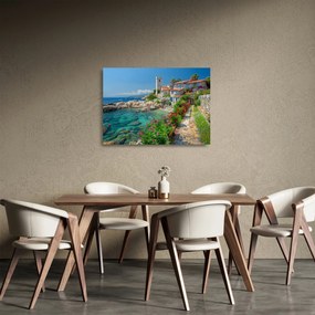 Tablou pe sticlă - Sat pitoresc de coastă (70x50 cm)