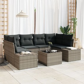 vidaXL Set de canapele pentru grădină 7 pcs Gri Rattan poli