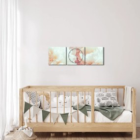 Tablou cu flori (cu ceas) (90x30 cm)