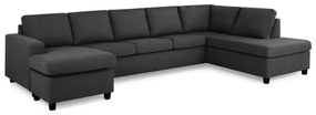 Colțar Scandinavian Choice C161Gri inchis, Negru, 344x199x80cm, Picioare: Plastic