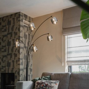 Lampa de podea neagră cu auriu cu sticlă fumurie cu 5 lumini - Zuzanna