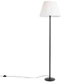 Lampa de podea moderna neagra cu abajur plisat alb 45 cm - Simplo