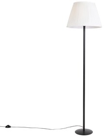 Lampă de podea modernă neagră cu umbră plisată albă 45 cm - Simplo
