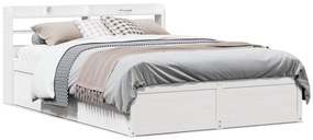 vidaXL Cadru de pat cu tăblie, alb, 140x190 cm, lemn masiv de pin